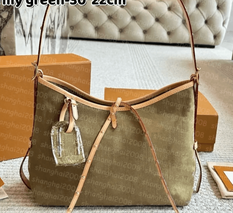LV Green Denim Bag